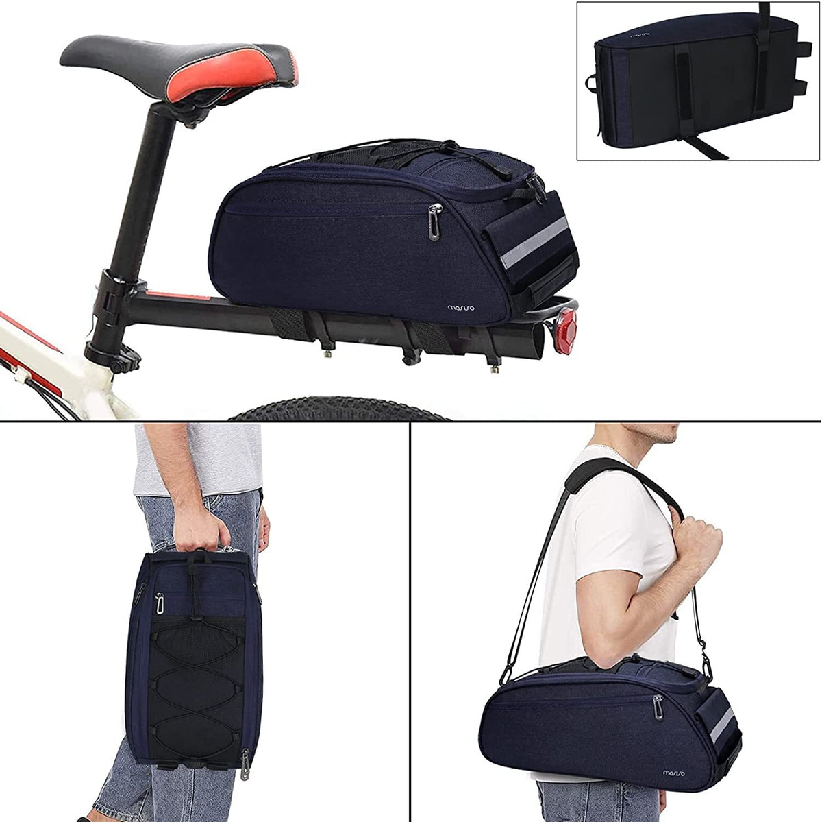 Waterproof Bicycle Rack Bag with Large Capacity and Reflective Strip - Rear Seat Pouch for Cycling