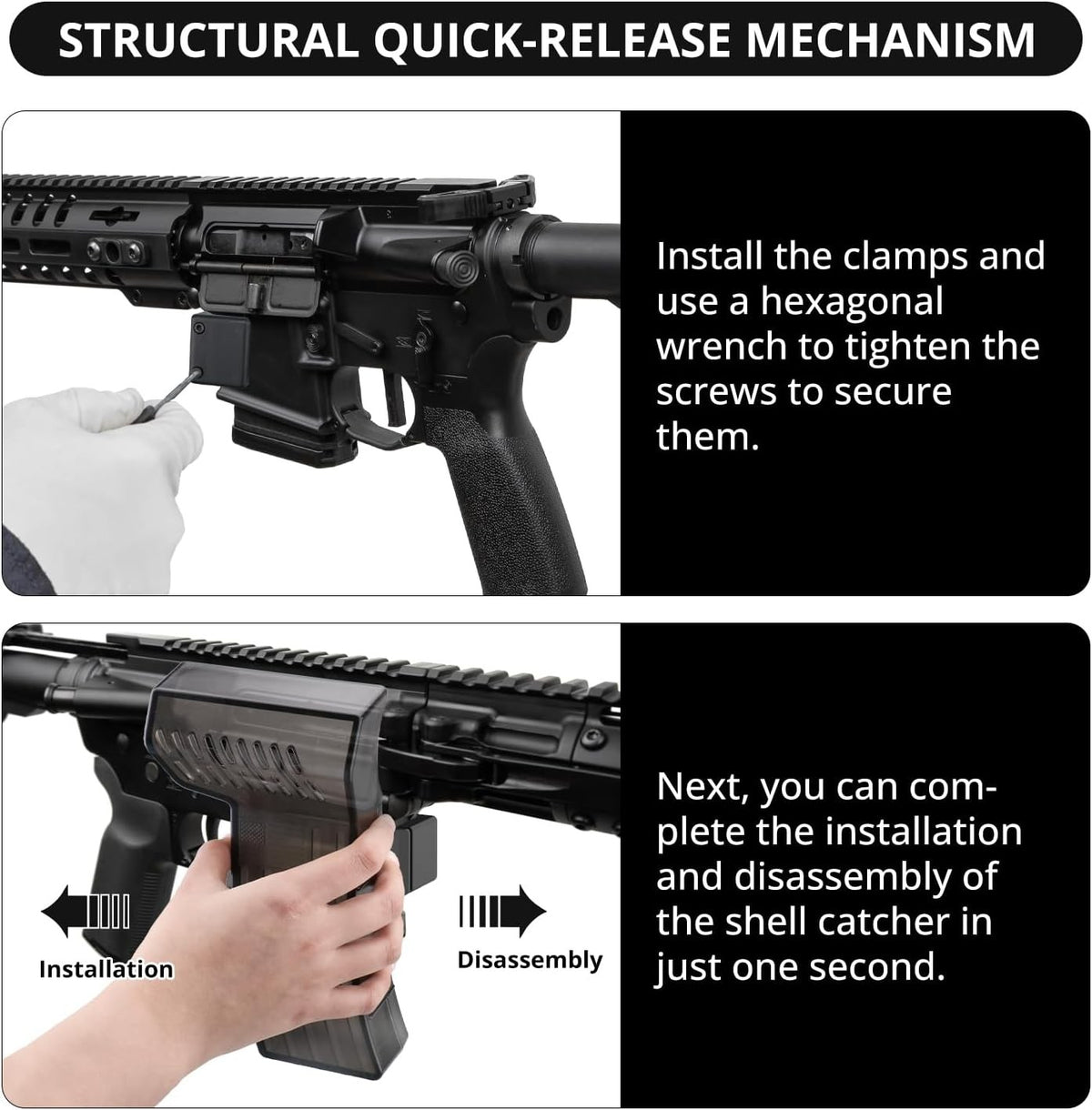 Hunting Brass Catcher with Quick-Install Base for Rifle Shooting Accessories