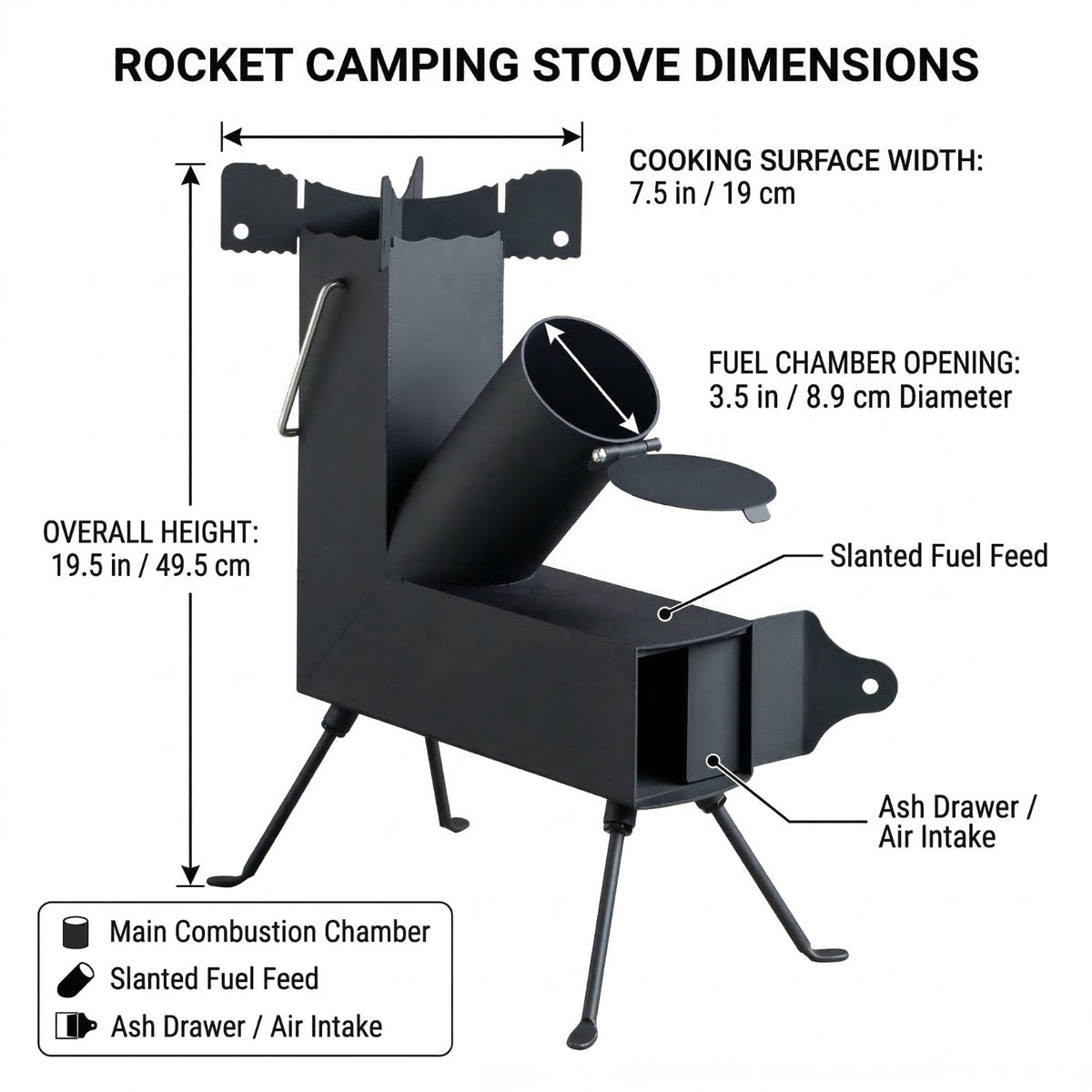 Heavy Duty Portable Camping Rocket Stove for Off-Grid Cooking & Survival
