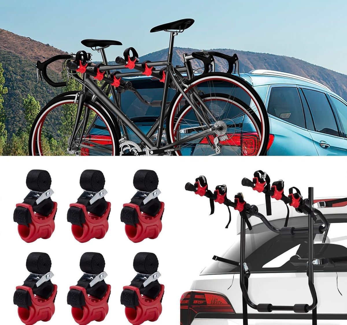 6Pcs/Set Bike Rack Hitch Mount Bicycle Car Strap Replacement Cradle...