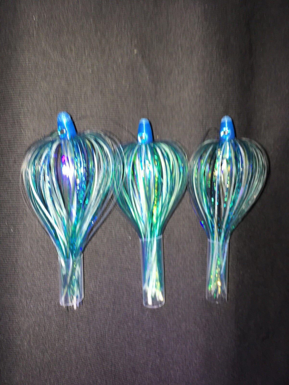 Salmon Trolling Flies Pack of 3 - 4 Inch Unrigged Blue & Glow
