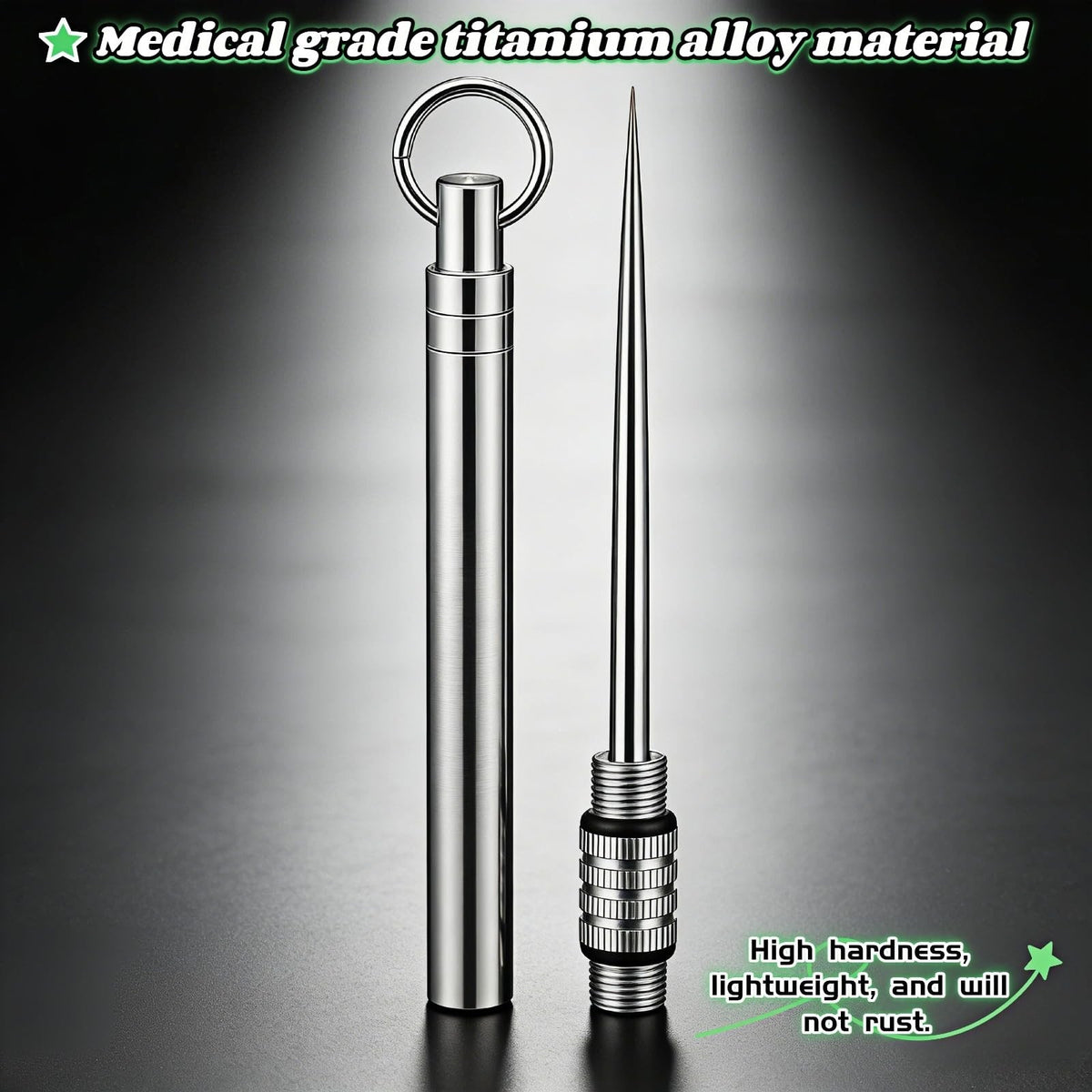 Portable Titanium Multi-Function Toothpick Keychain - Reusable Stainless Steel