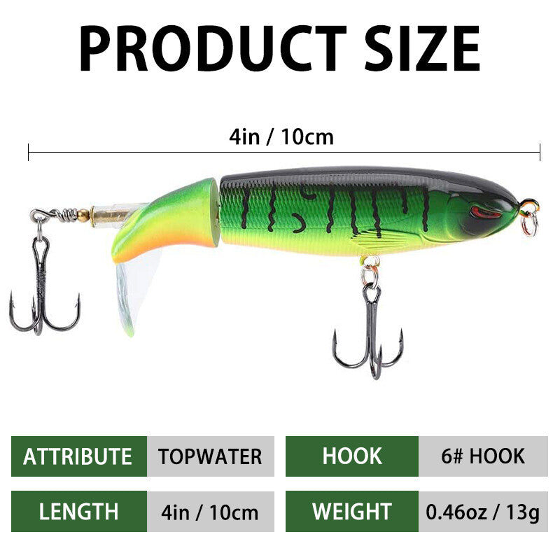 Topwater Fishing Lures Set - Rotating Tail Baits for Bass Pike