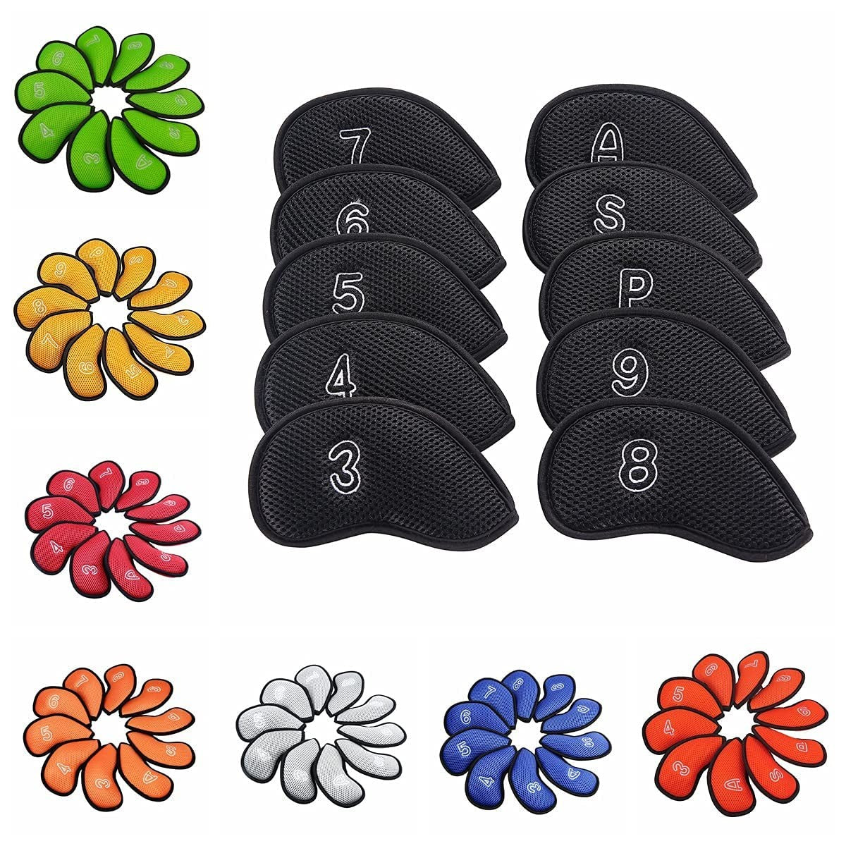 Golf Iron Covers Set - Mesh Head Covers for Most Irons Bright Green