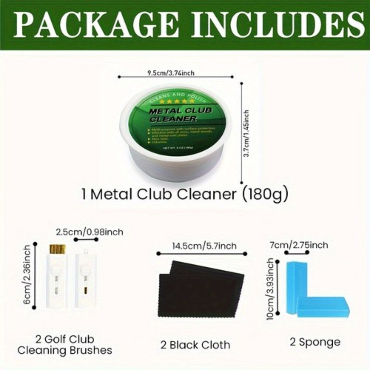 Golf Club Cleaner Kit for Drivers and Irons - Groove Brush Polish & Groove Cleaner