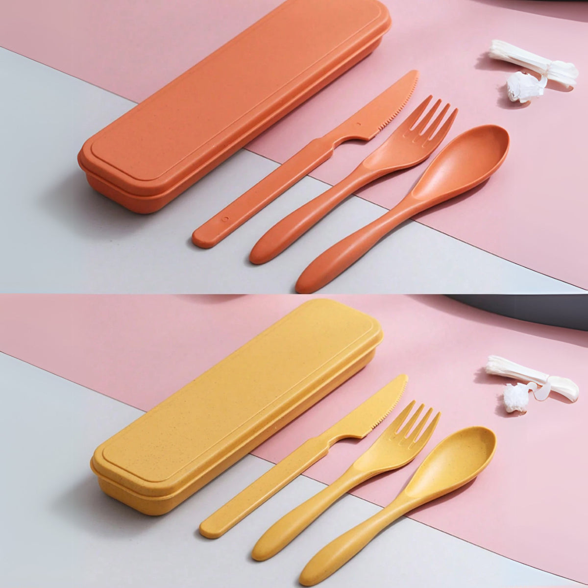Reusable Travel Utensil Set with Box - Eco-Friendly Cutlery for Camping and Lunch