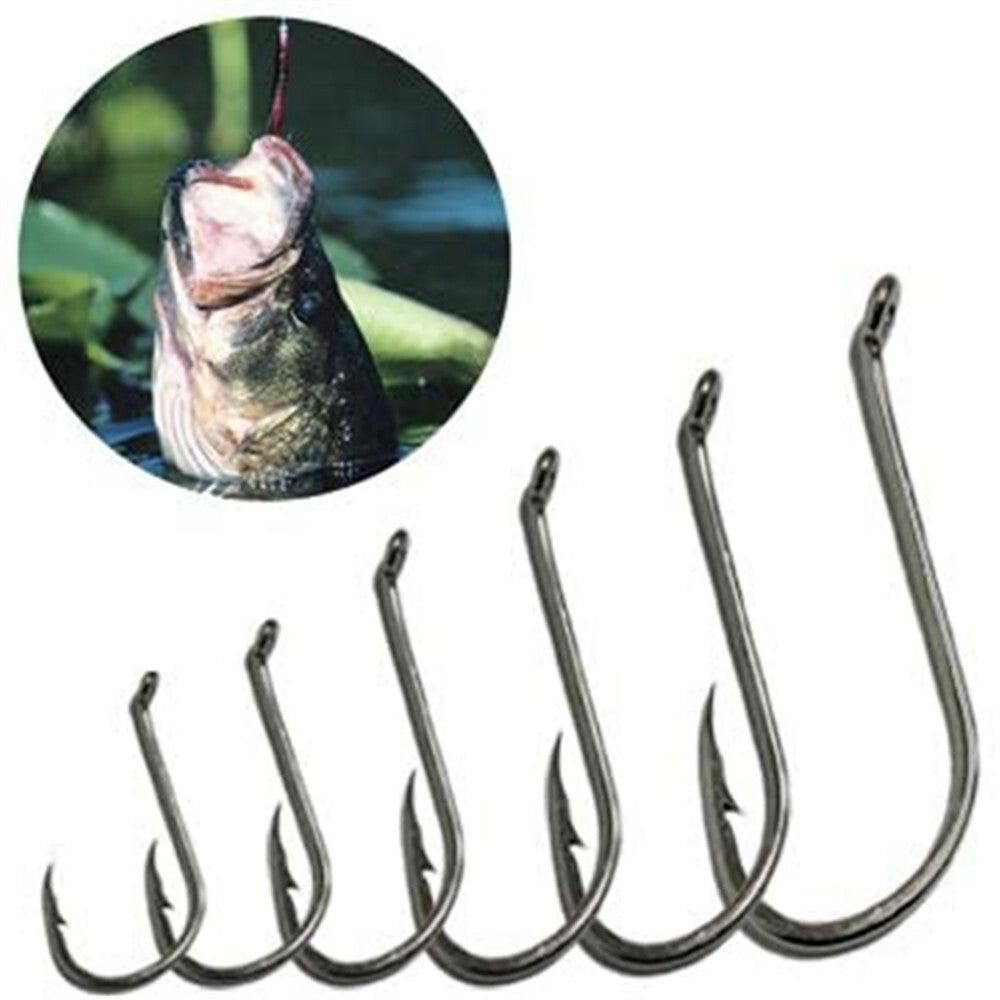 Offset Circle Fishing Hooks Set - High Carbon Steel, Sizes #1-5/0, 160 Pack