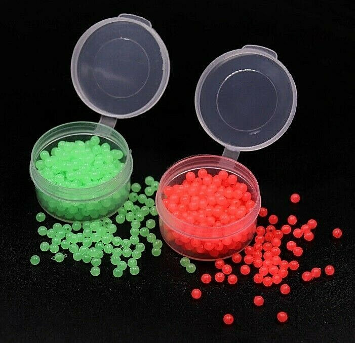 400 Glow in the Dark Fishing Beads - 4mm Soft Egg Beads for Tackle, Green & Orange