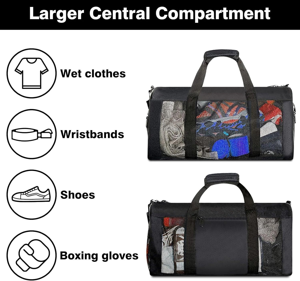 Sports Duffle Bag for MMA, Karate & Travel - 20 x 10.5 Inches