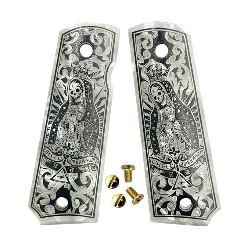 Full-Size 1911 Pistol Grips for Colt Springfield & Clones White Pearl Custom Fit