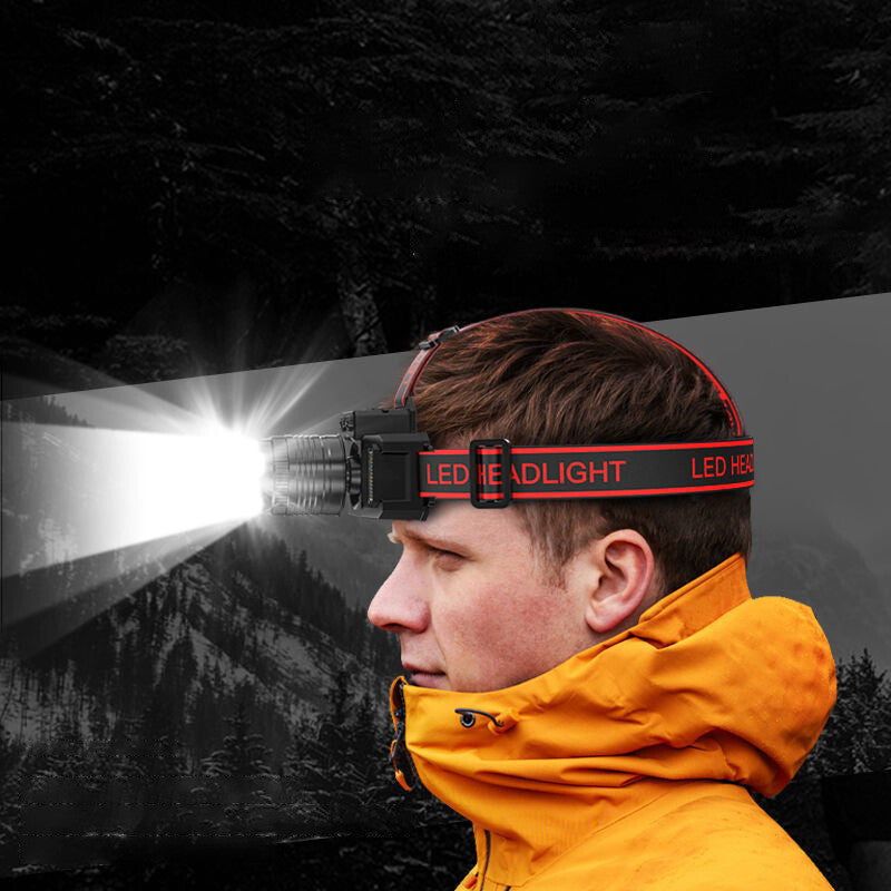 Rechargeable Sensor Headlamp with Zoom, 2000mAh, 5 Lighting Modes, IPX4 Waterproof