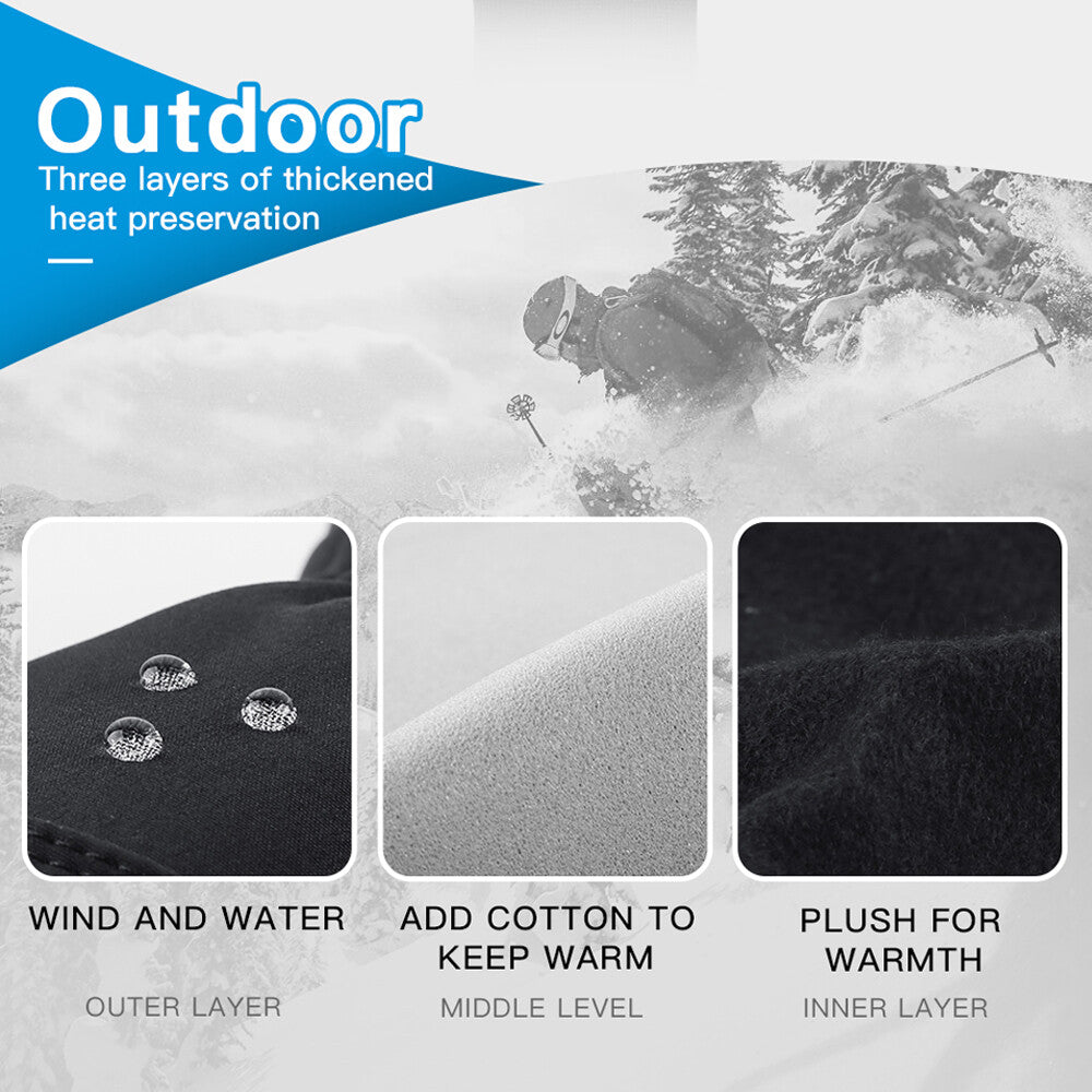 Winter Waterproof Ski Gloves with Fleece Liner Deerskin Suede for Cold Weather