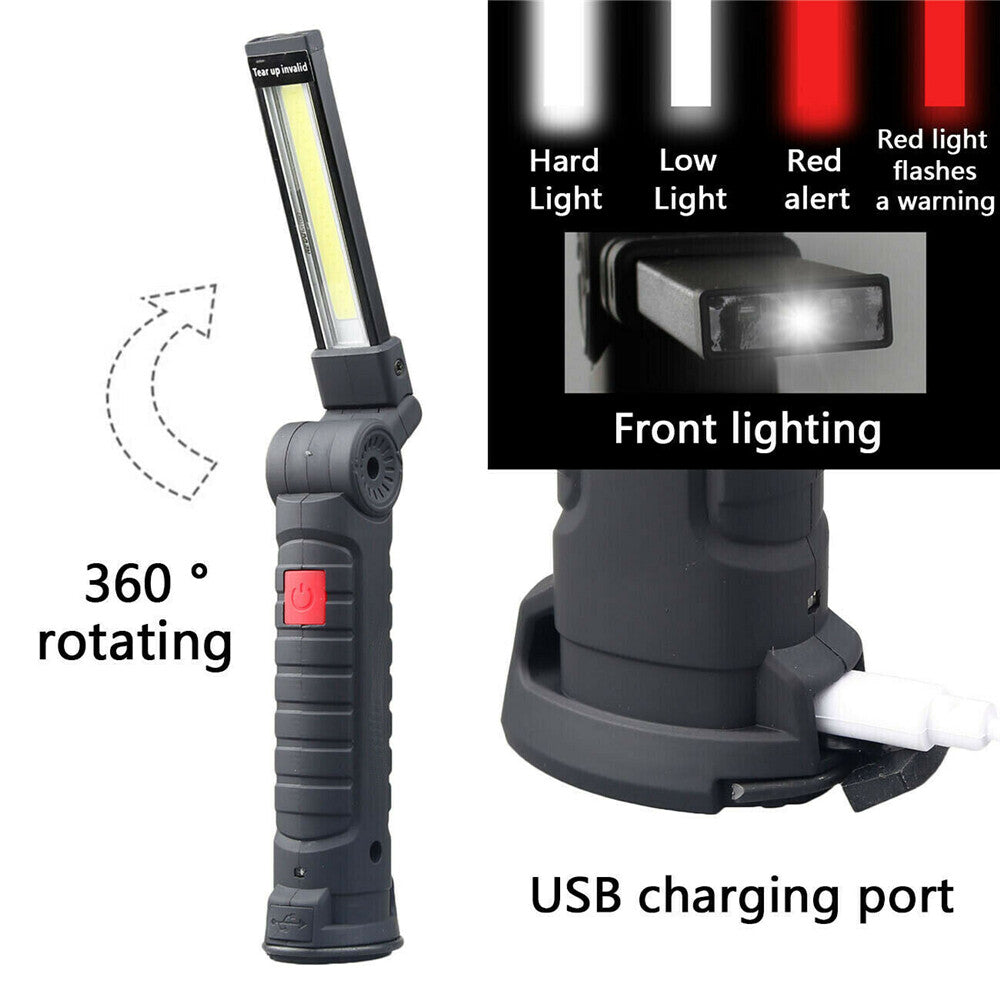 Rechargeable LED Work Light with Folding Torch & Magnetic Base - 1200000lm