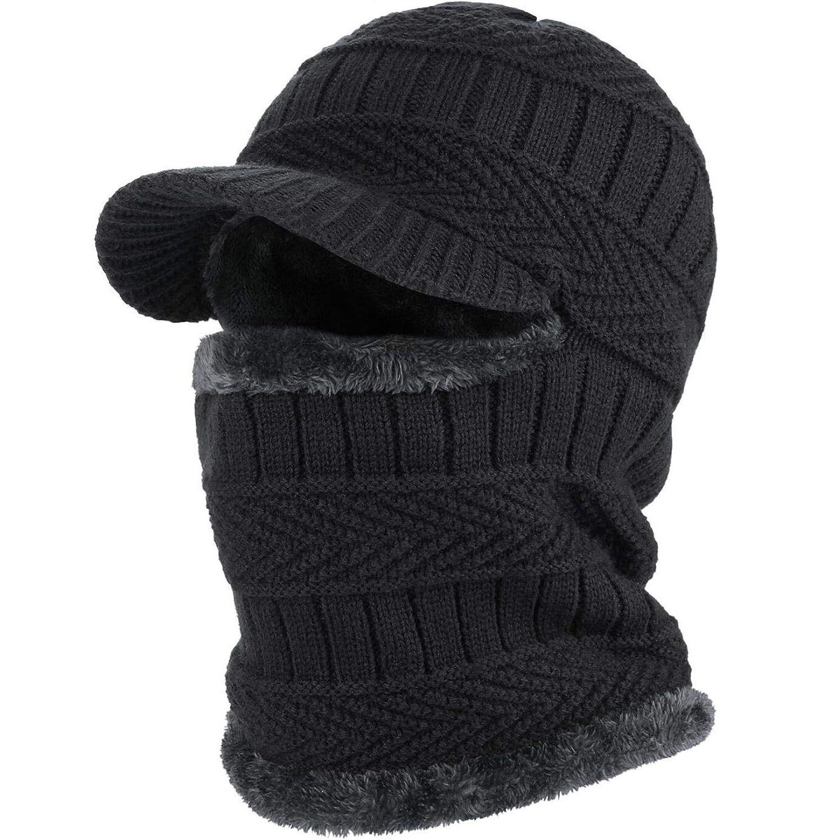 Winter Knitted Face Mask & Hat Set for Cycling Ski Warmth Men Women