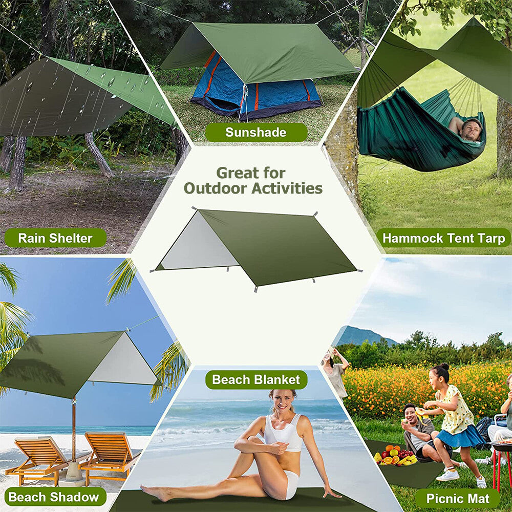 Waterproof Camping Tarp Sun Shelter Rain Fly Canopy for Outdoors