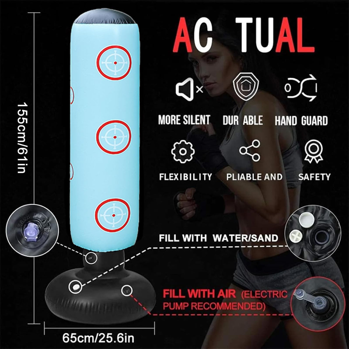 Inflatable Freestanding Punching Bag for Kids & Adults Heavy Duty Boxing Equipment