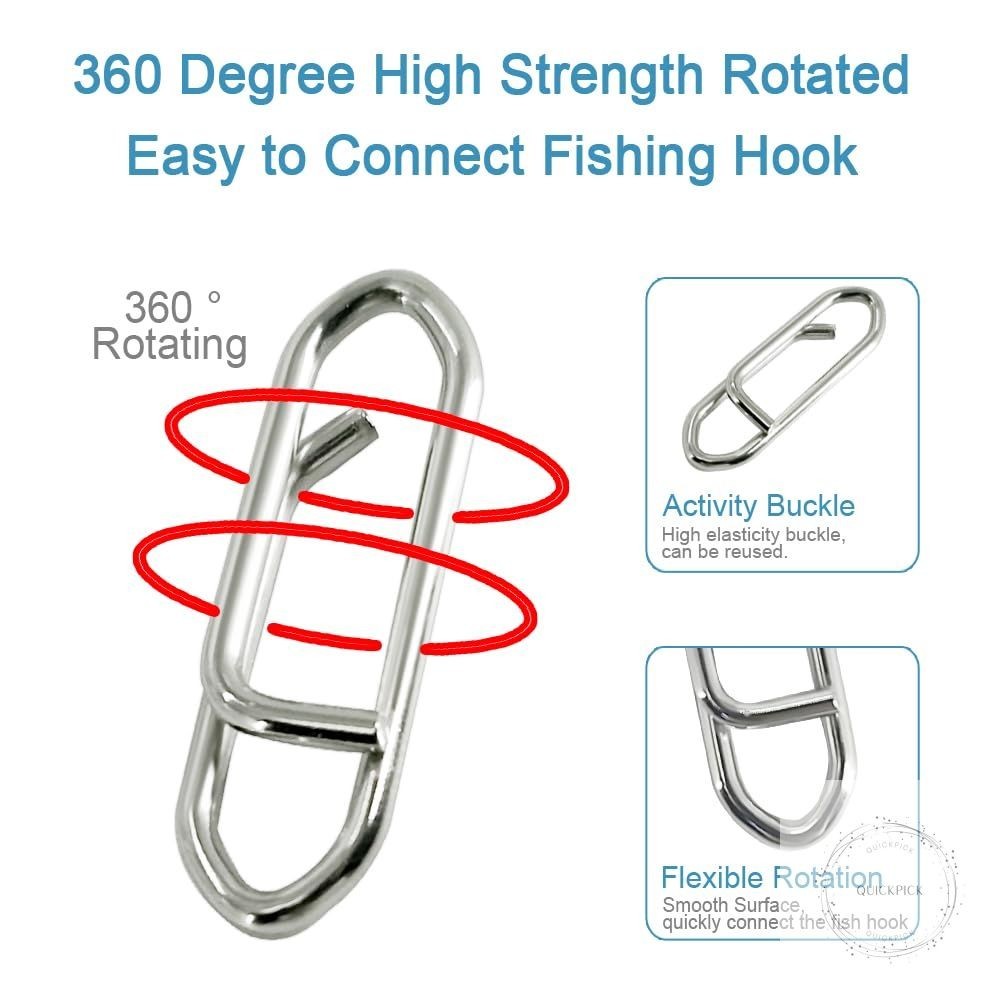 200Pcs Fishing Speed Clips Set - Stainless Steel Quick Change Lure Connectors