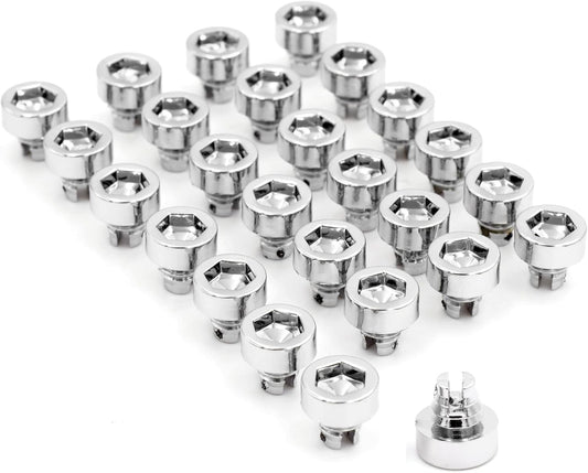 50PCS Chrome Wheel Rim Rivets | 7.5mm Plastic Nuts for Car Customization