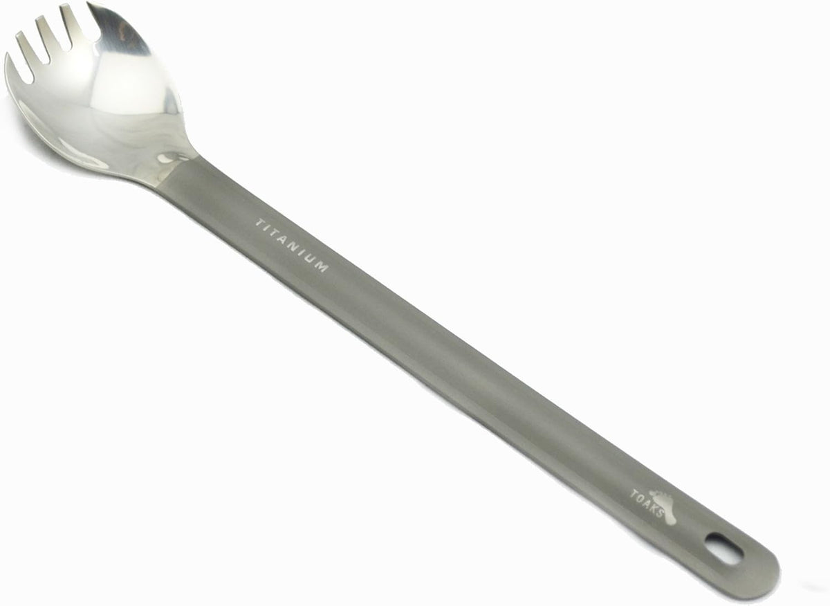 Titanium Long Handle Spork with Polished Bowl - Ultralight Camping Utensil