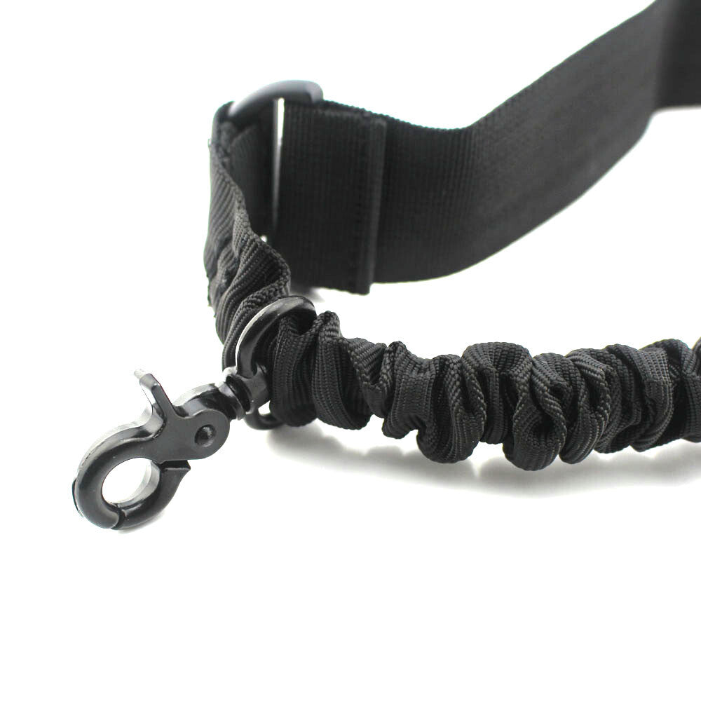 Tactical Single Point Rifle Sling with Adjustable Bungee Cord - Black