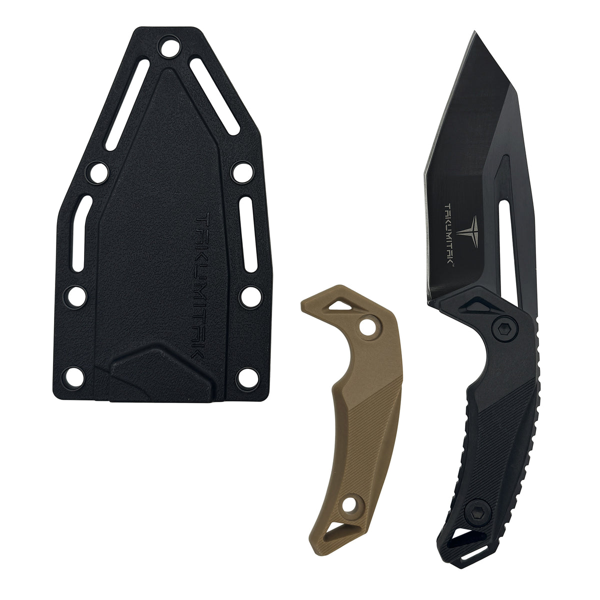 6.5-Inch Full Tang Tanto Fixed Blade Knife with MOLLE Webbing Clip