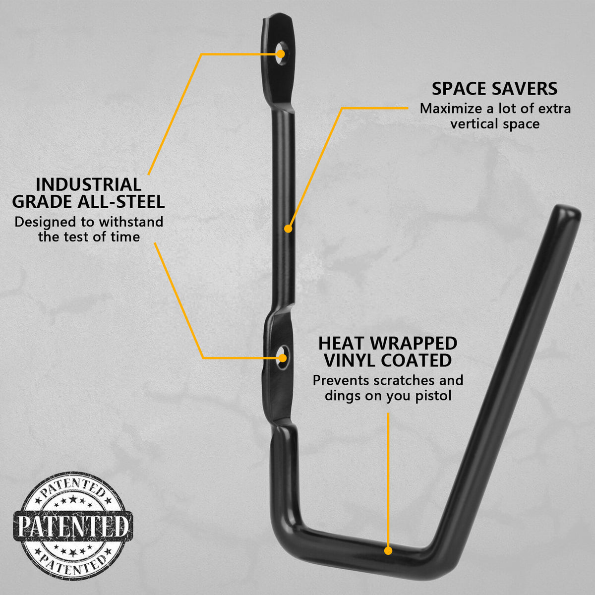 Wall Mount Handgun Rack Hooks - Pistol Organizer for Safe & Easy Access