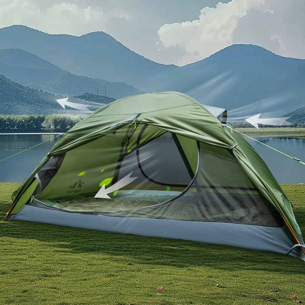 2 Person Waterproof Backpacking Tent with Aluminum Frame for Camping and Hiking