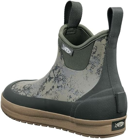 AFTCO Ankle Deck Fishing Boots - Green Acid Camo, Waterproof, Non-Slip, Size 9