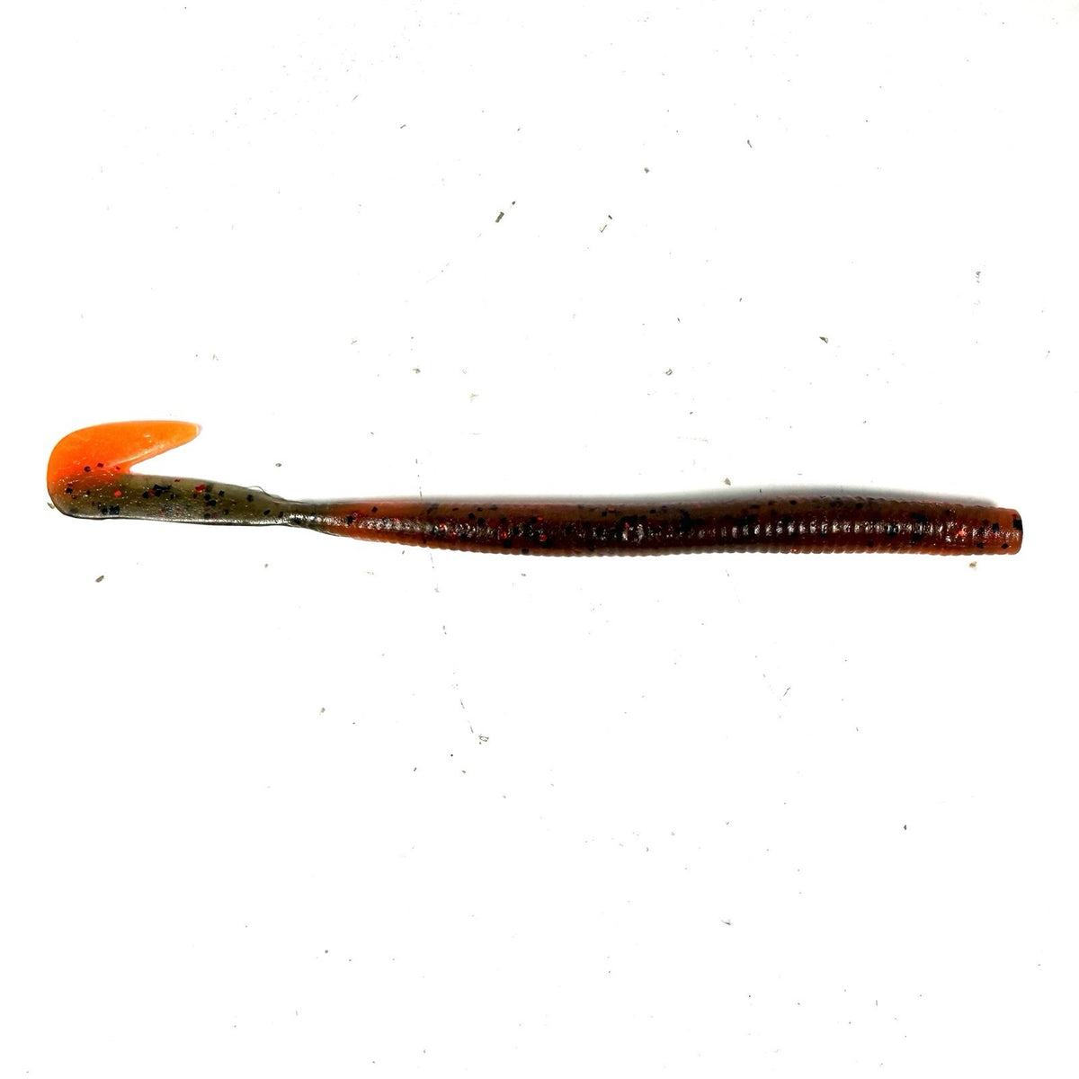 6-Inch Hand Poured Plastic Worm with Topple Tail - Turbo Craw Color