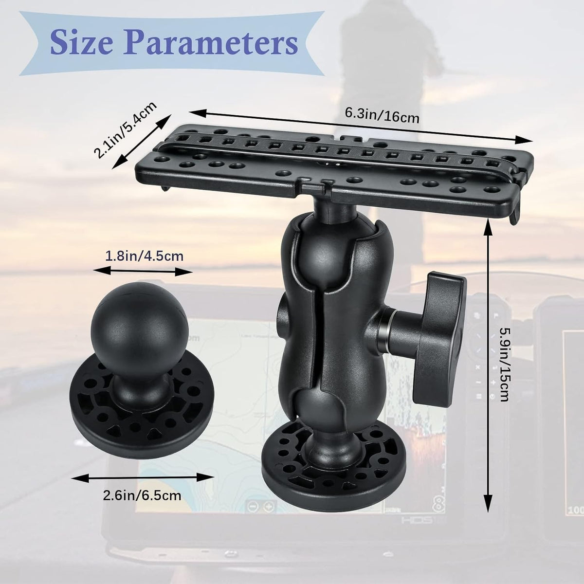 Adjustable Fish Finder Mount with 360° Swivel for Kayak Canoe