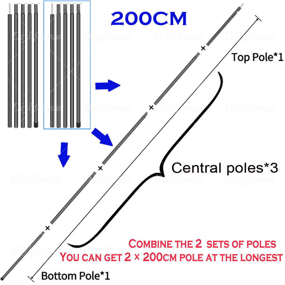 Adjustable Tent Tarp Poles Set of 2 Telescopic Camping Canopy Support