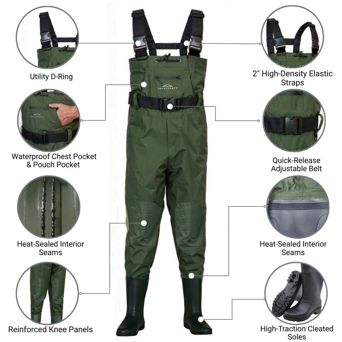 Waterproof Chest Waders with Boots for Fishing Hunting Farming Unisex