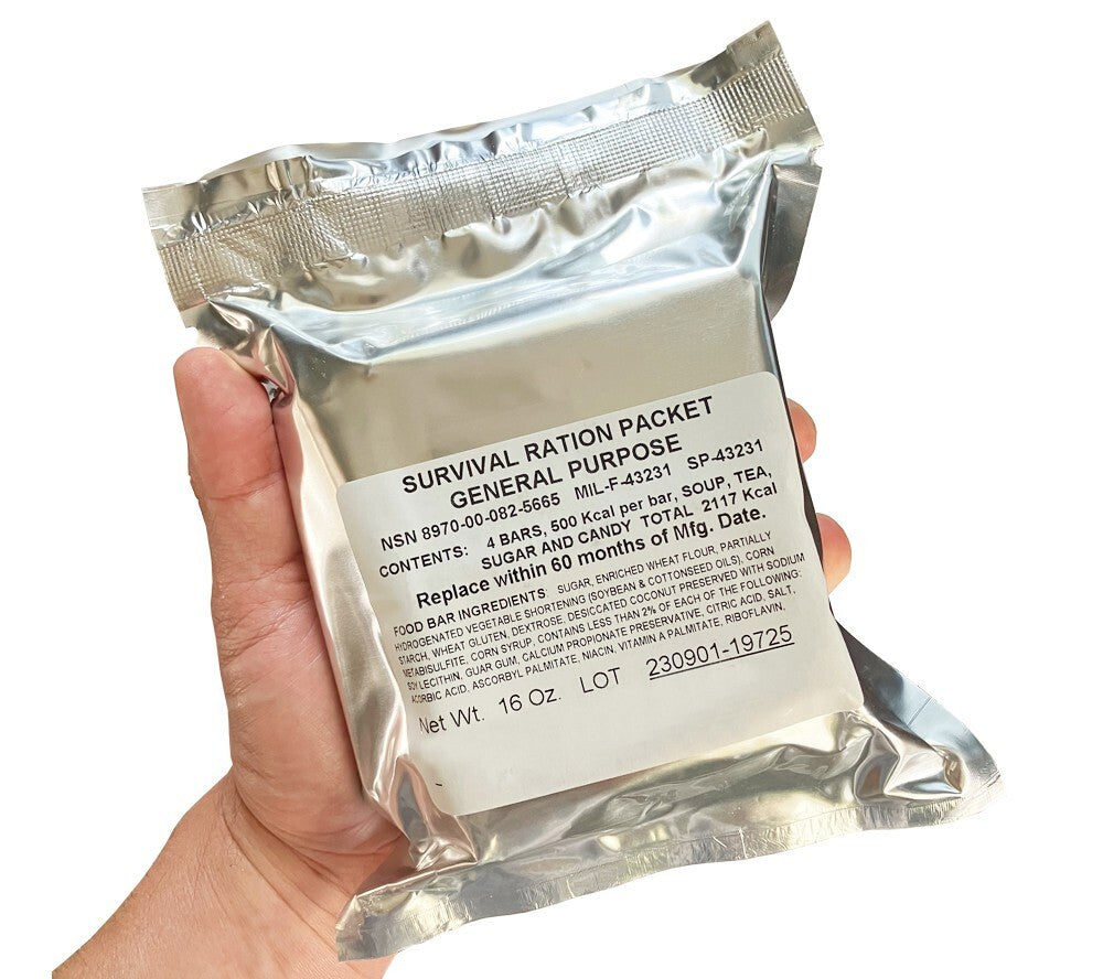 Military Survival Ration Packet Emergency Food Kit 2117 Calories with Candy and Bars