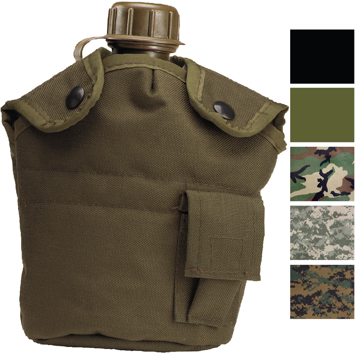 Military 1 Quart Canteen Cover with Clips Waterproof Fleece-Lined Camping Gear
