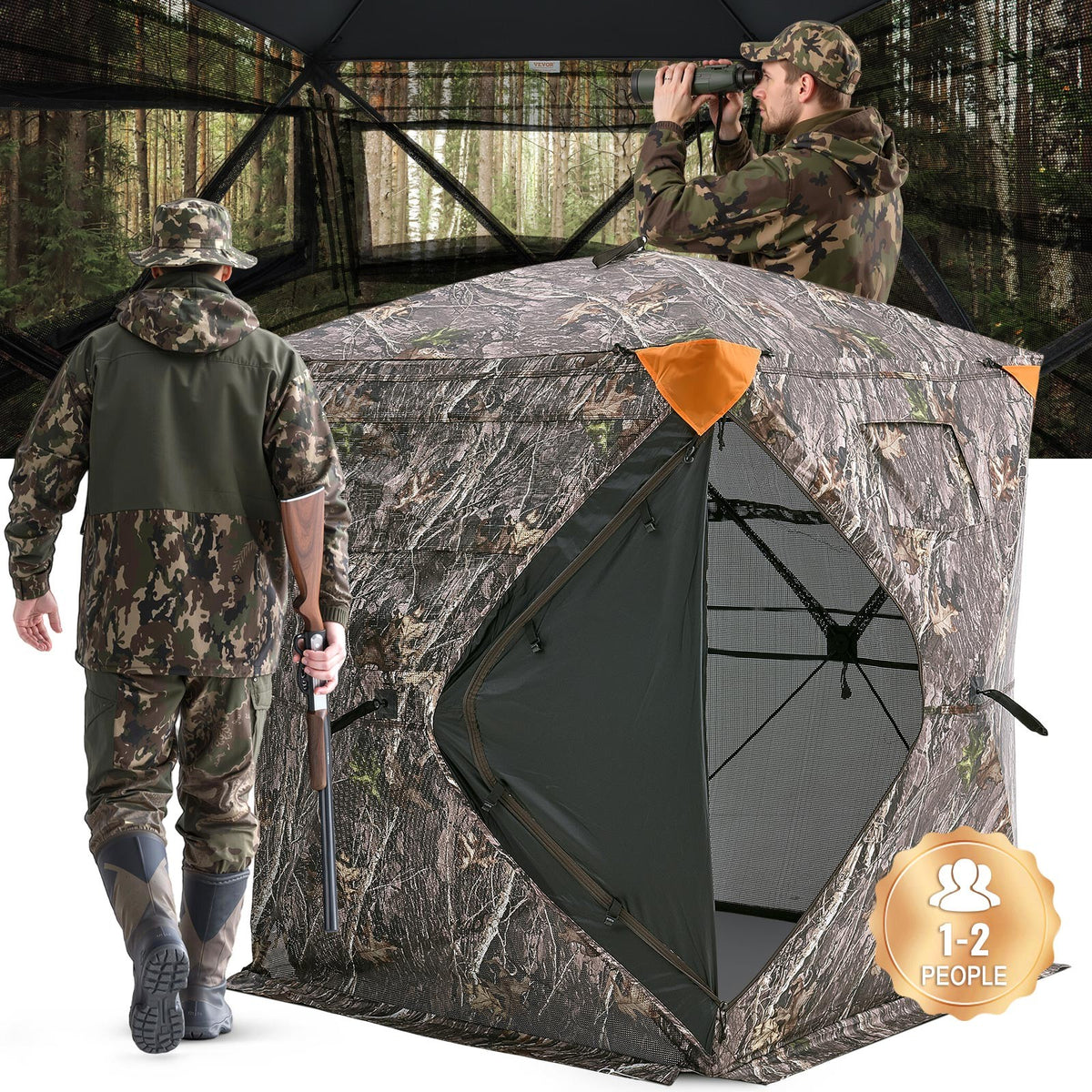 270° See-Through Hunting Blind for 1-3 People - Ground Concealment Shelter
