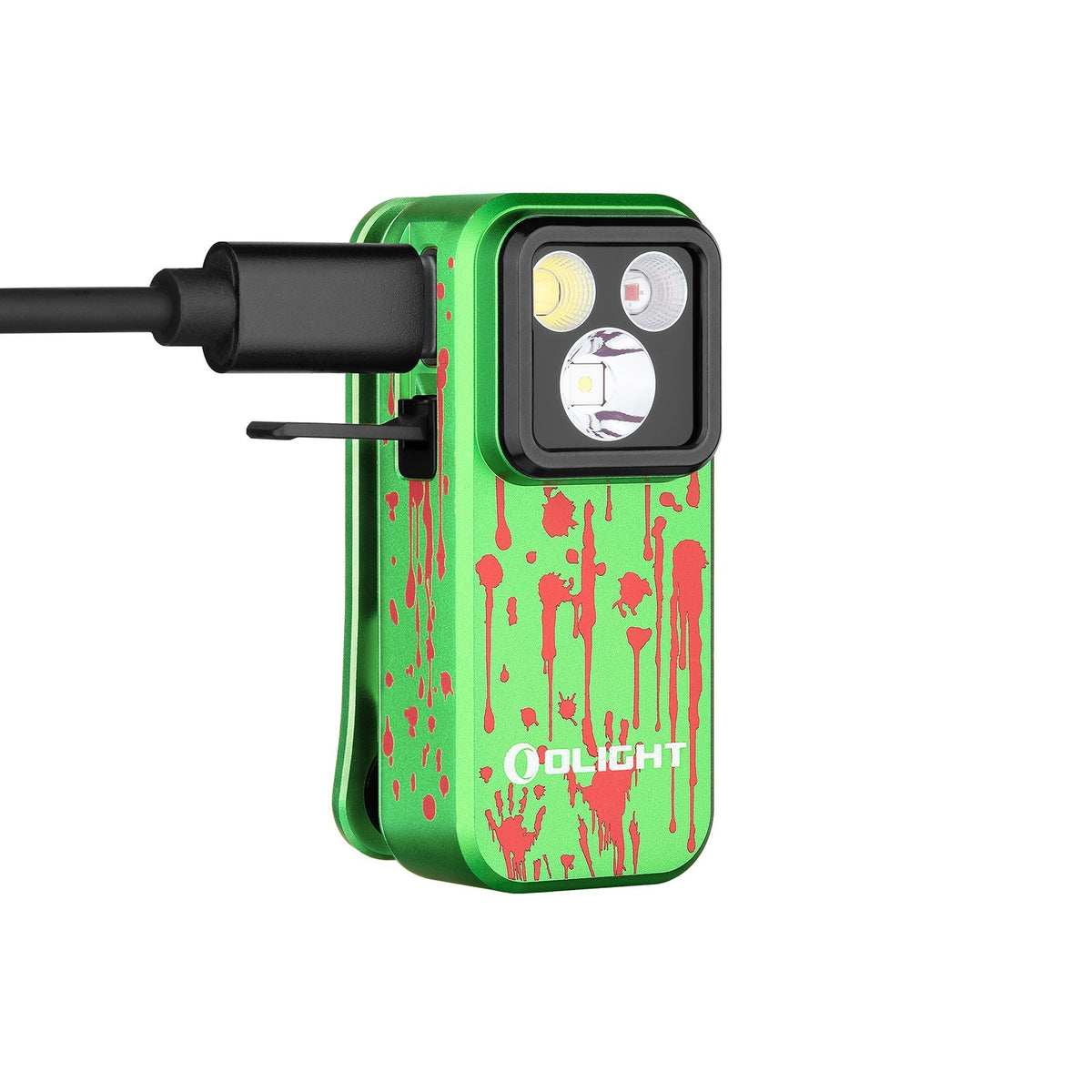 Clip-On Flashlight with Floodlight Spotlight Red Light 500 Lumens