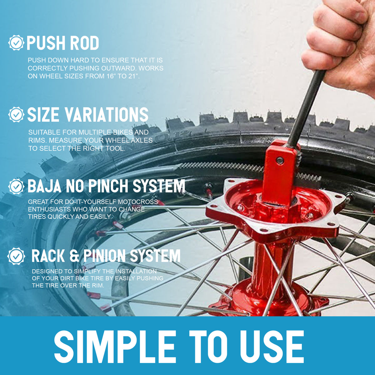 Dirt Bike Tire Changing Tools for Enduro and Motocross 16-21 Inch Wheels