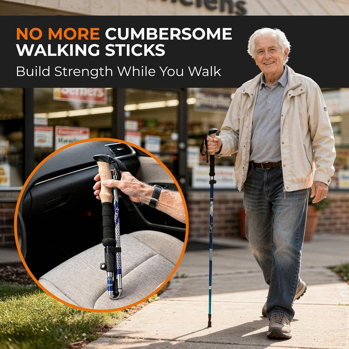 Lightweight Adjustable Hiking Poles Set - Trek-Z 2 Pack for Outdoor Support