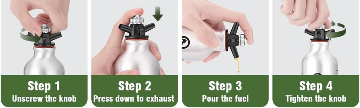 0.5L Aluminum Liquid Fuel Bottle with Safety Valve for Camping