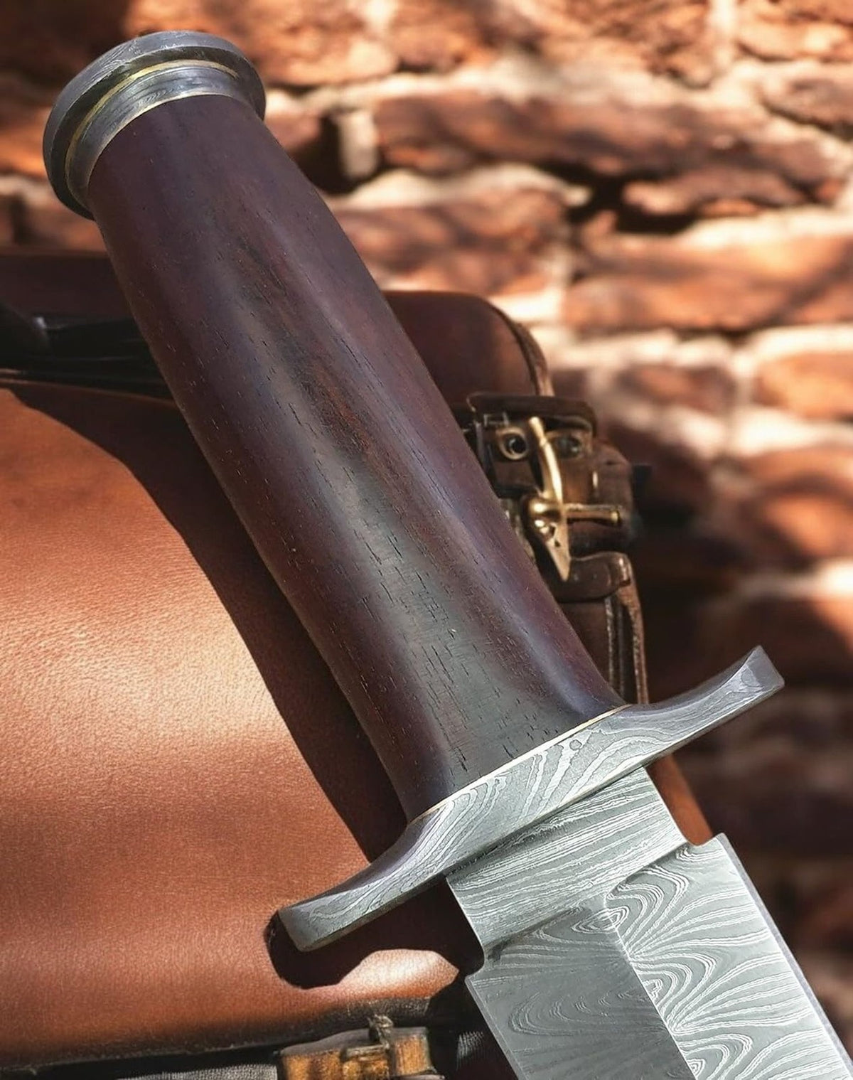 Handmade Damascus Steel Dagger Knife with Solid Rose Wood Handle