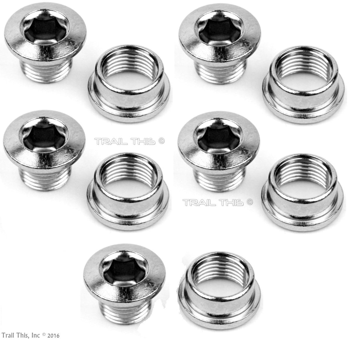 Chrome Bicycle Chainring Bolts Set - Single-Speed BMX & Track Bikes