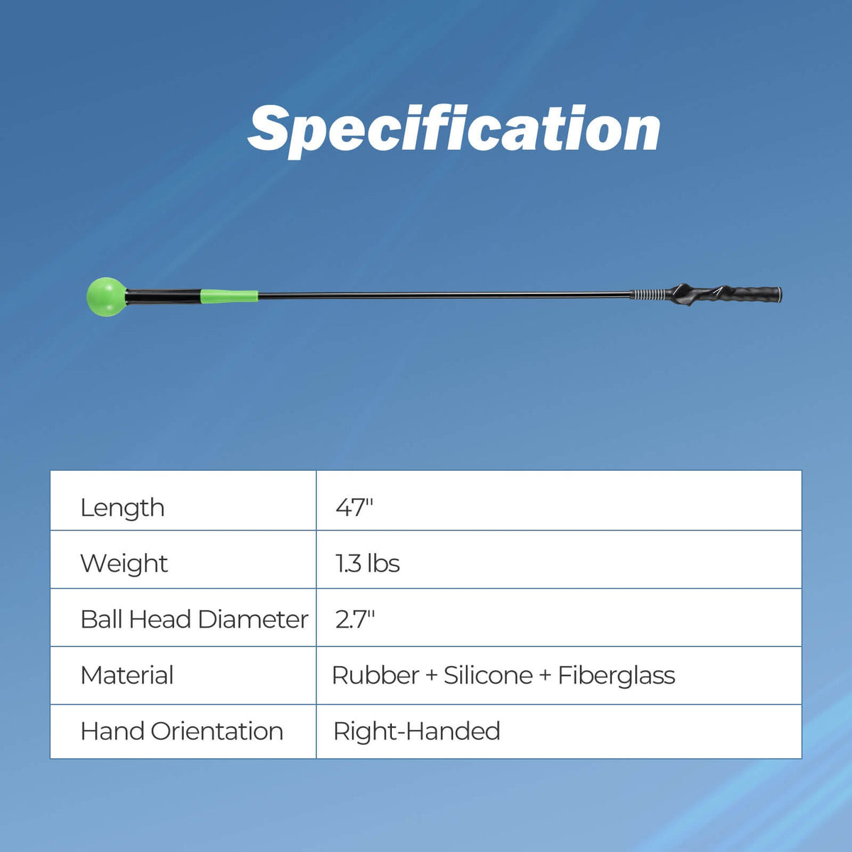 Golf Swing Trainer Aid with Weighted Head, 47-Inch Practice Stick for Right-Handed Golfers