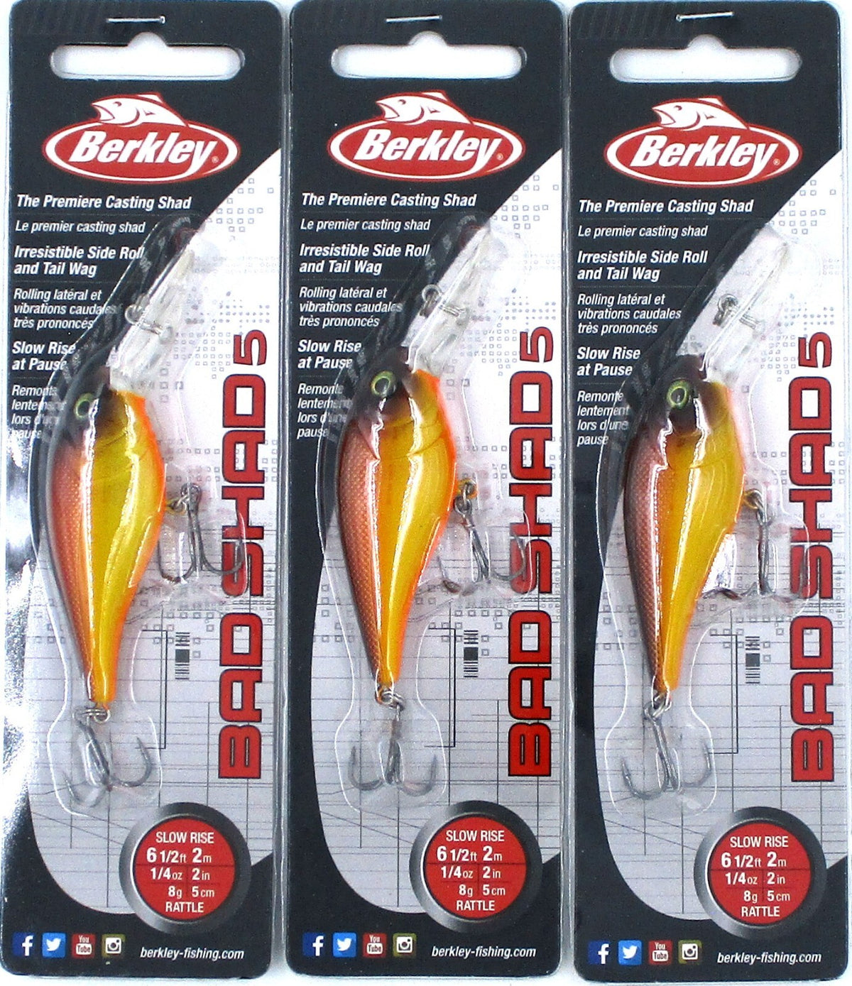 Berkley 1/4 Oz 2-Inch Bad Shad Rattle Crankbaits - Fish Lures for Freshwater Fishing