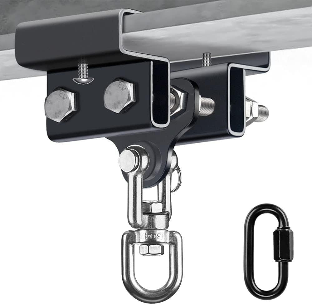 Heavy Bag Hanger for I Beam - Adjustable Steel Mount Supports Up to 900 LBS