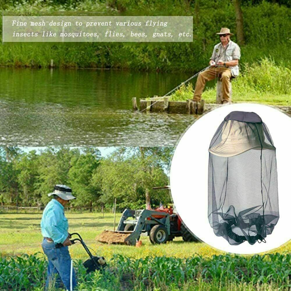 2 Pack Mosquito Bug Insect Head Net Hat for Camping Fishing Hiking Sun Protection