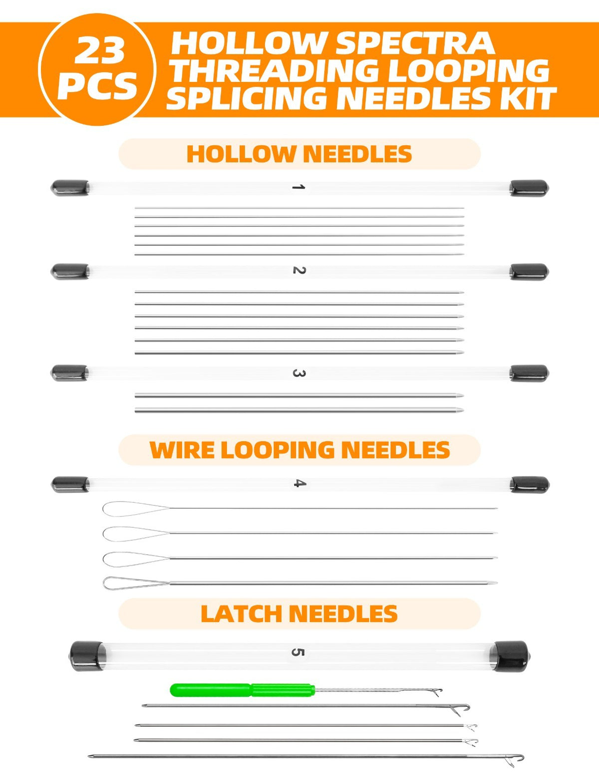 Spectra Threading & Splicing Needle Kit 21pcs for Line Splicing and Rigging