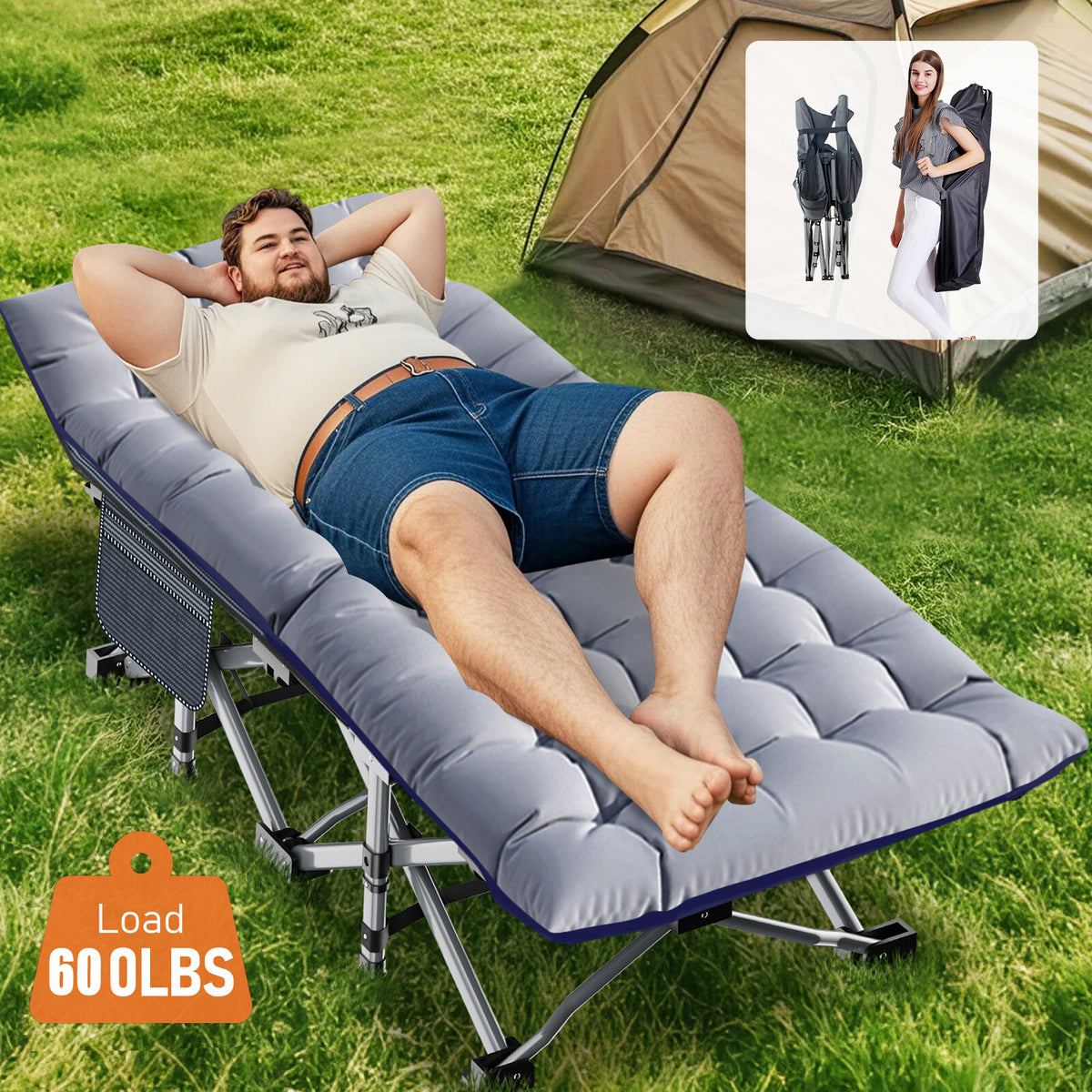 Heavy Duty Folding Camping Cot with Mattress - Portable Adult Sleep Bed