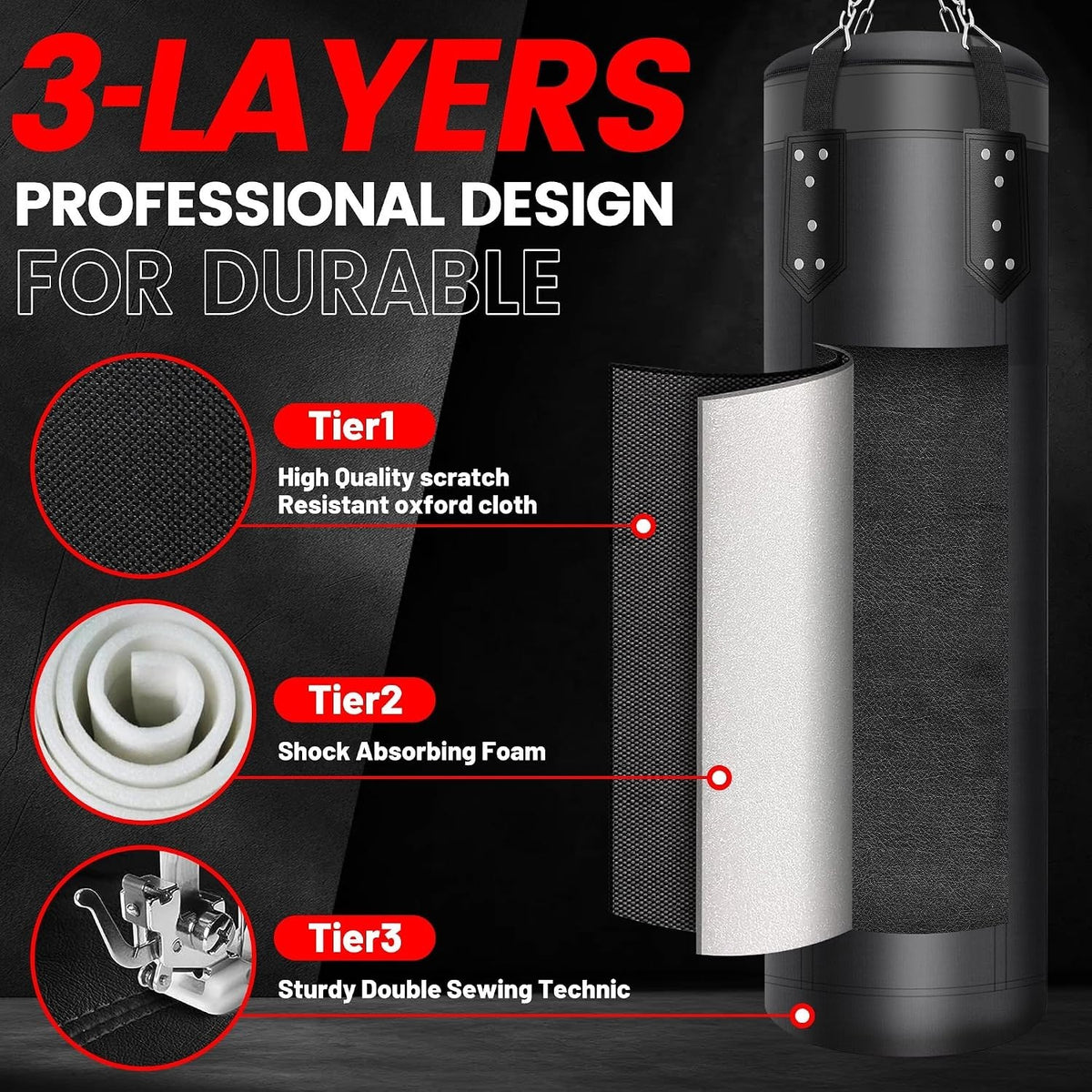Heavy Punching Bag Set for Adults Unfilled Boxing Training Equipment