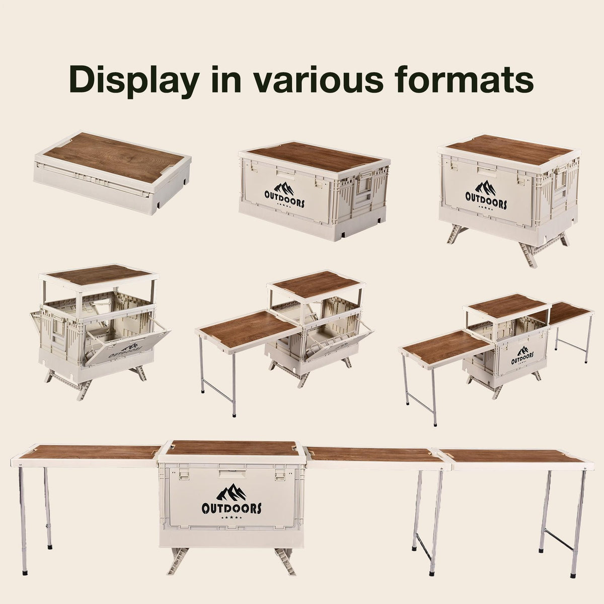 All-in-One Camping Kitchen Storage and Prep Table - Portable Folding Design