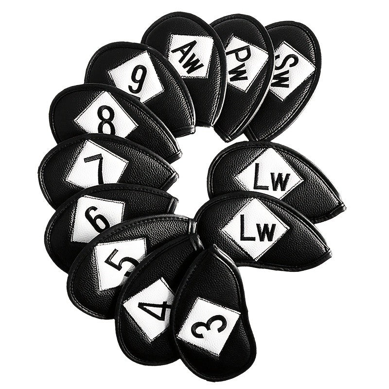 Golf Head Covers Set - 12 Pieces with Embroidered Labels for Irons and Wedges